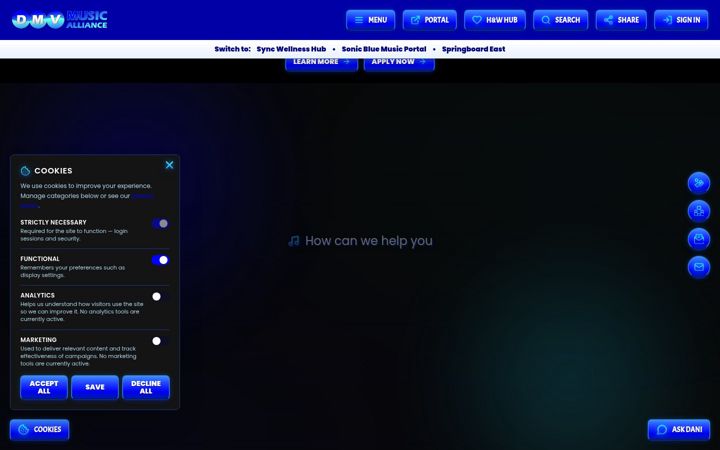 Screenshot of dmvmusicalliance.org