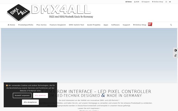 Screenshot of dmx4all.de