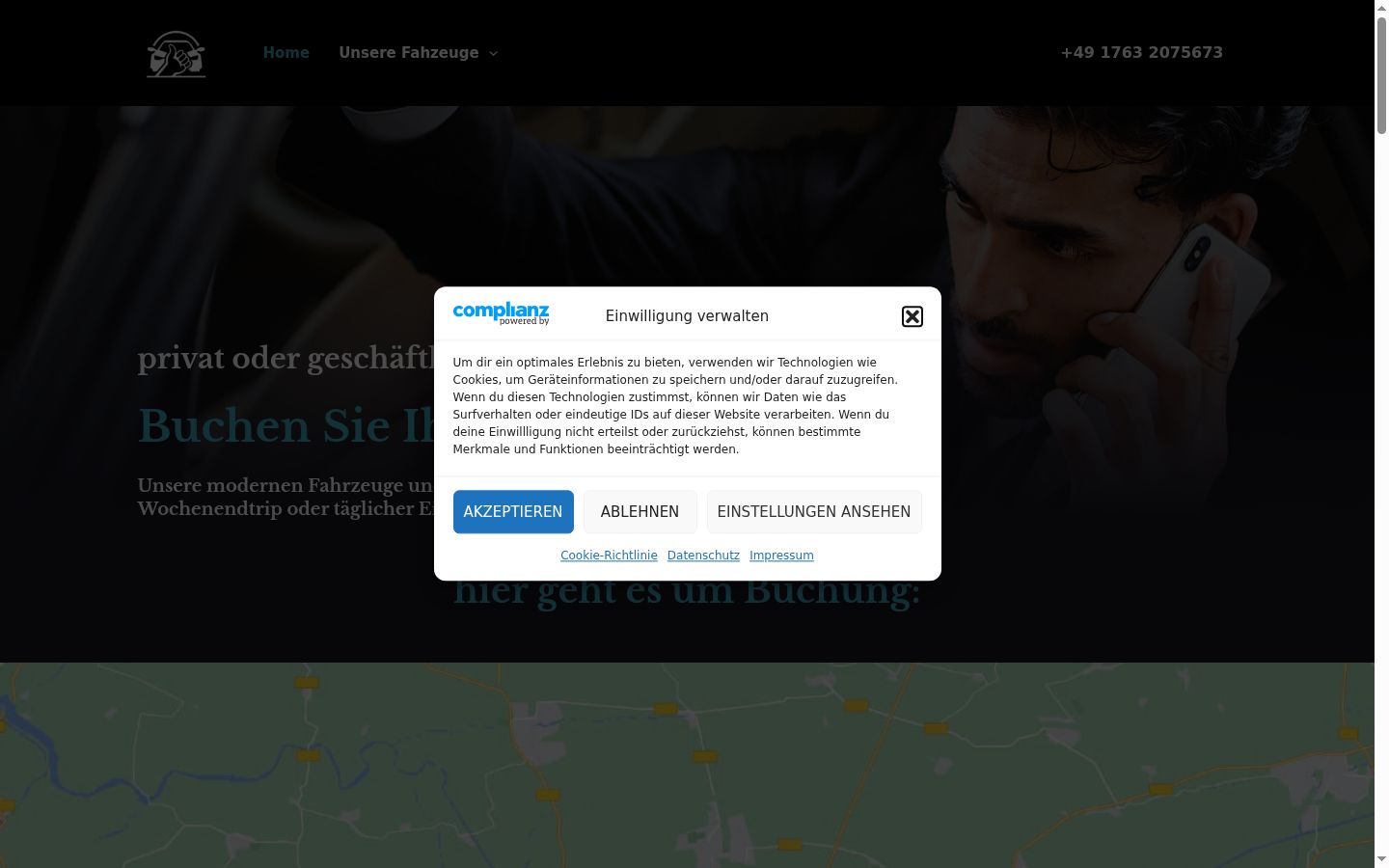 Screenshot del banner di consenso mostrato prima di qualsiasi interazione