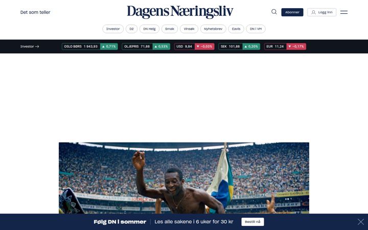 Skærmbillede af dn.no