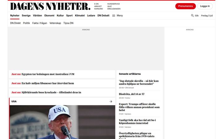 Screenshot stránky dn.se