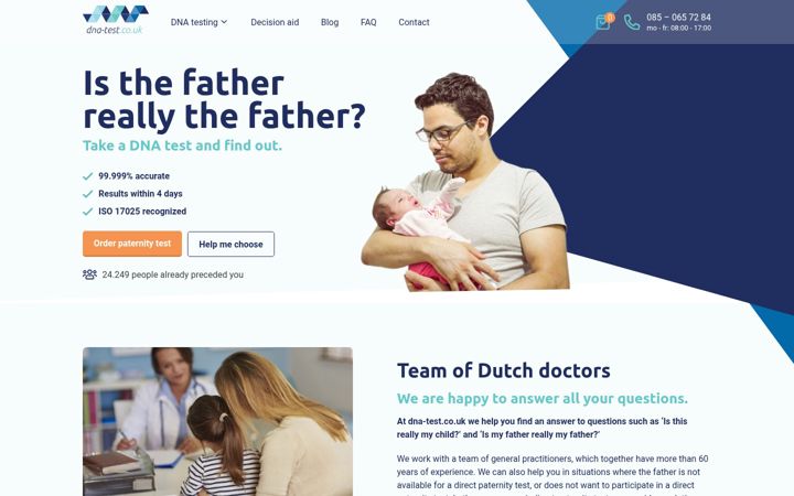 Captura de pantalla de dna-test.co.uk