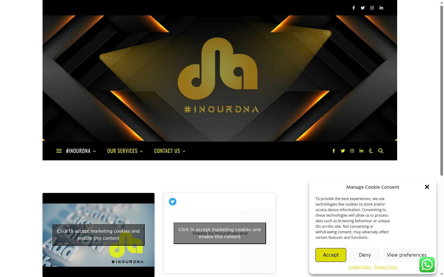 Screenshot of the consent banner shown before any interaction