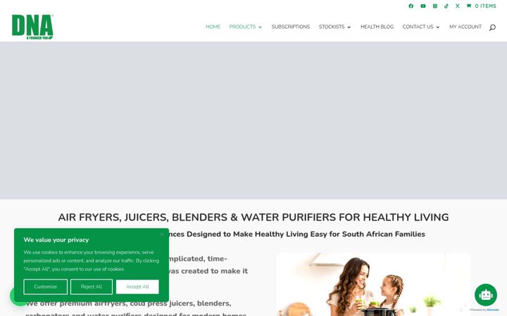 Screenshot of dnahealth.co.za
