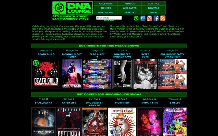 Screenshot of dnalounge.com