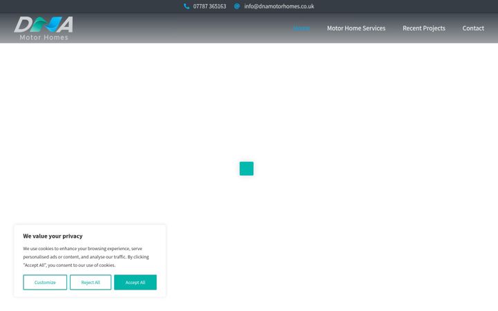 Screenshot of dnamotorhomes.co.uk