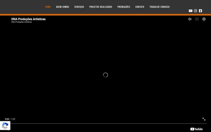 Screenshot stránky dnaproducoesartisticas.com.br