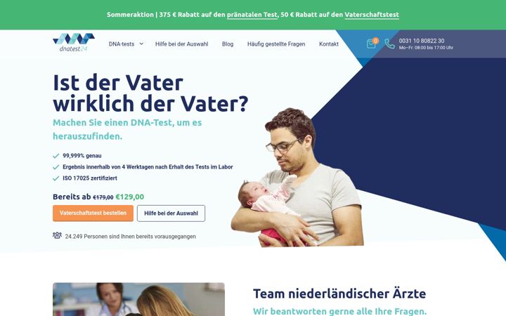 Captură de ecran a dnatest24.de