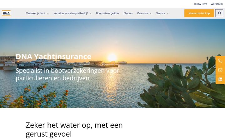 Snímek obrazovky dnayachtinsurance.nl