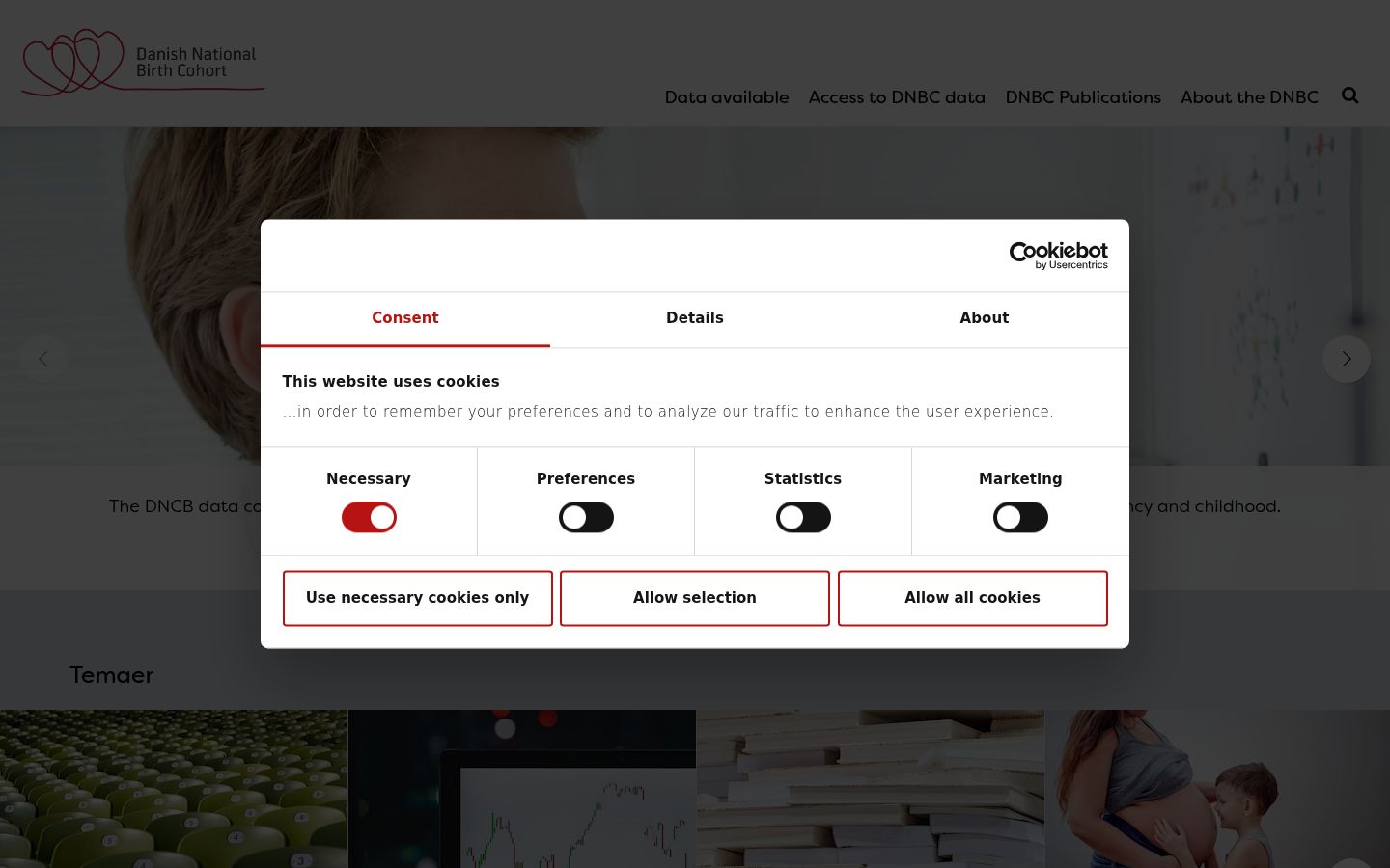 Screenshot of the consent banner shown before any interaction