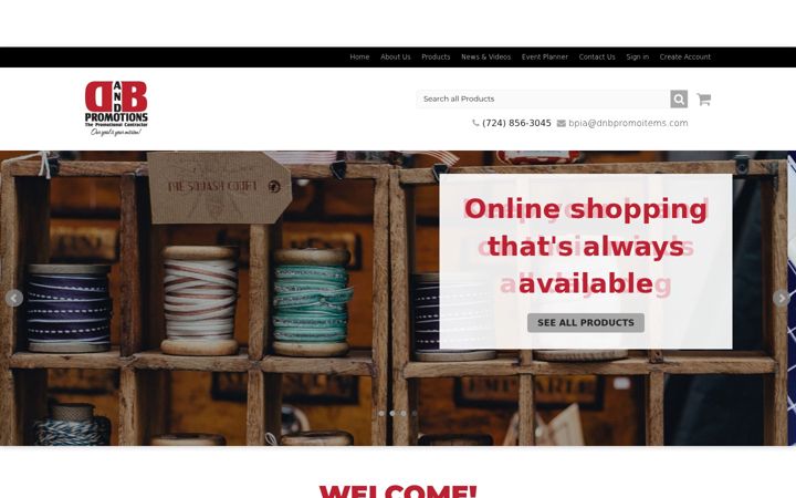 Screenshot of dnbpromoitems.com