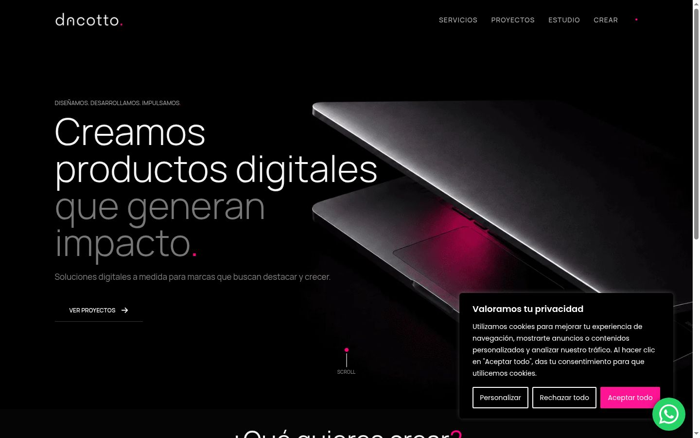 Captura de pantalla del banner de consentimiento mostrado antes de cualquier interacción