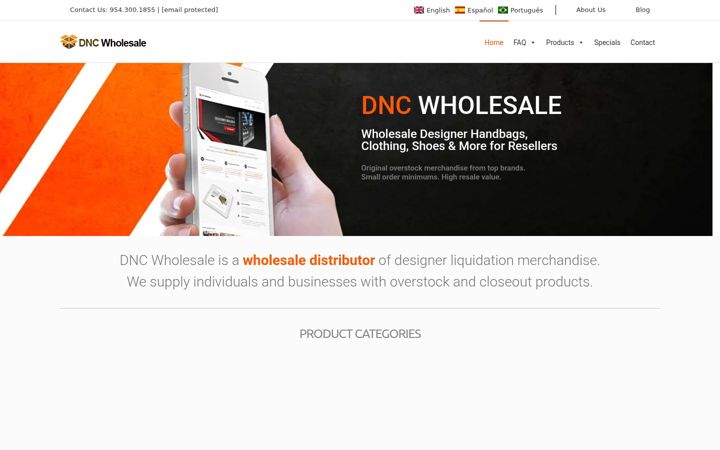 Screenshot of dncwholesale.com