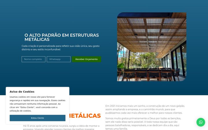 Screenshot stránky dnestruturasmetalicas.com.br