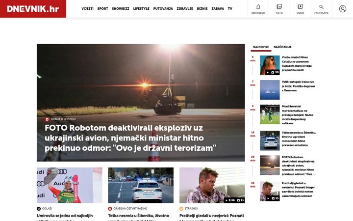 Screenshot of dnevnik.hr