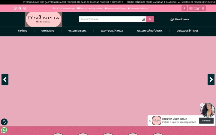 Screenshot of dninphamodaintima.com.br