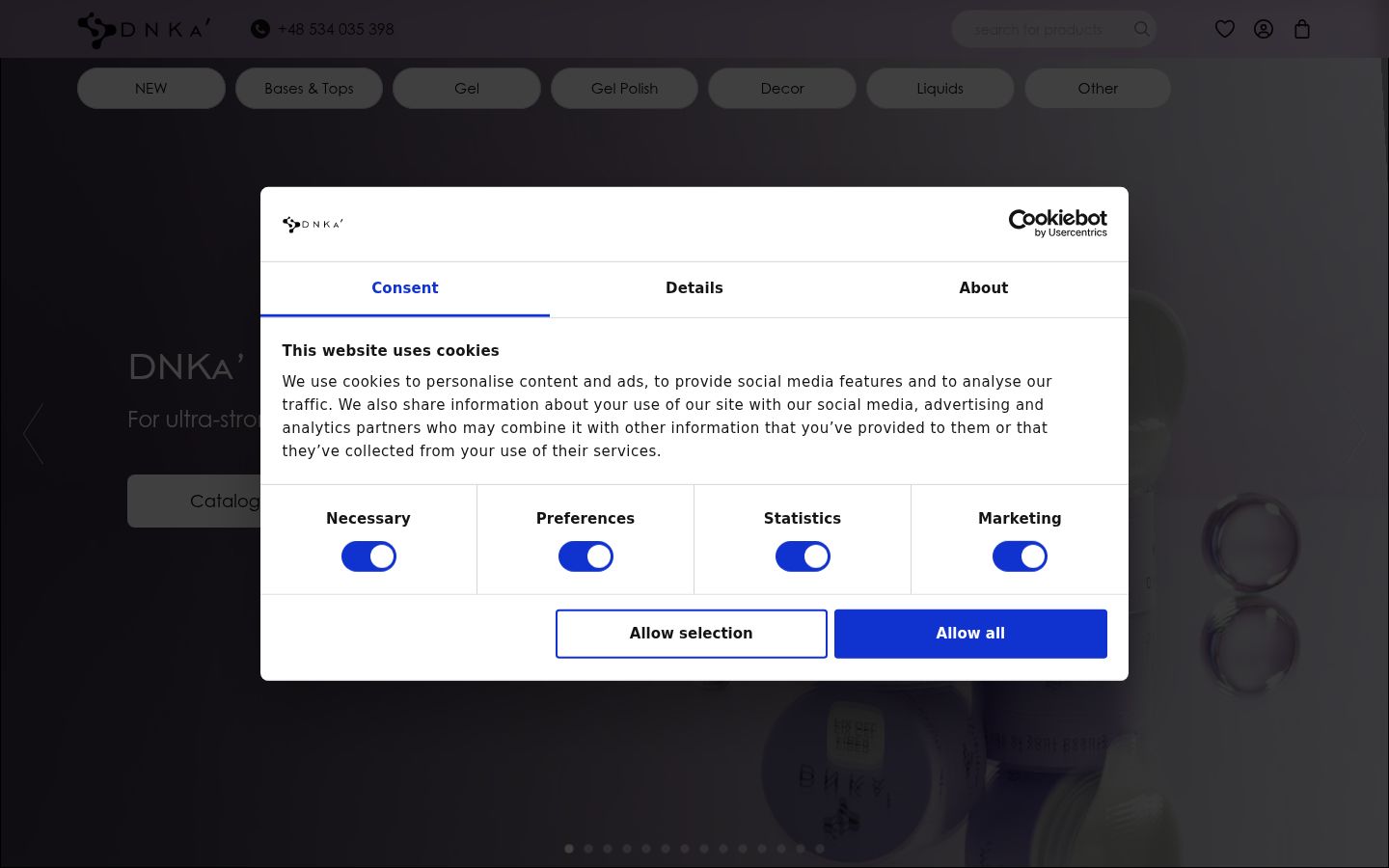 Screenshot of the consent banner shown before any interaction