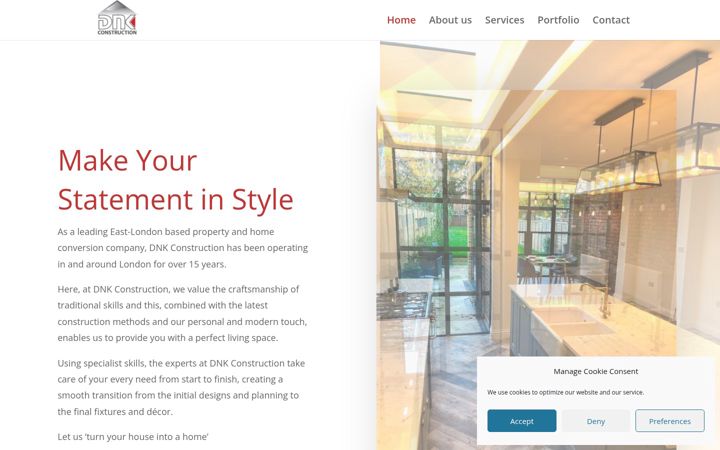 Screenshot of dnkconstruction.co.uk
