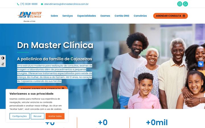 Screenshot stránky dnmasterclinica.com.br