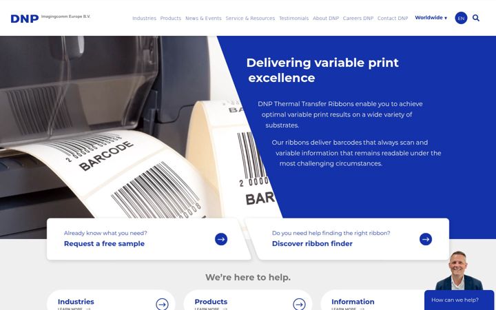 Screenshot of dnpribbons.com