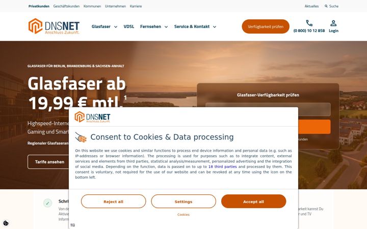 Screenshot van dns-net.de