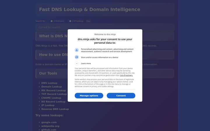 Screenshot of dns.ninja