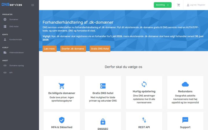 Screenshot of dns.services