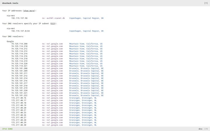Screenshot of dnscheck.tools