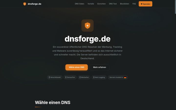 Ekraanipilt saidist dnsforge.de