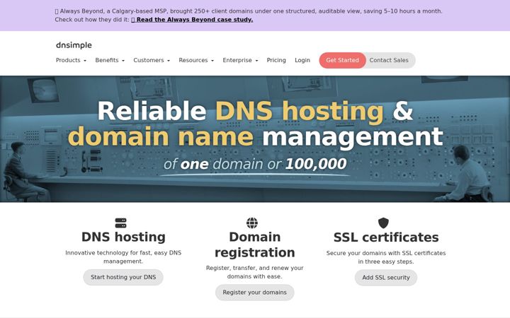 Zrzut ekranu dnsimple.com