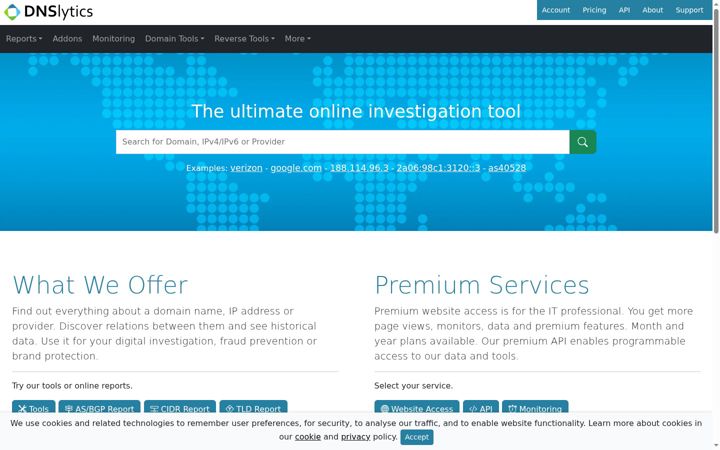 Screenshot of dnslytics.com