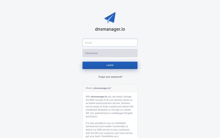 Screenshot of dnsmanager.io