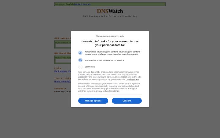 Screenshot of dnswatch.info