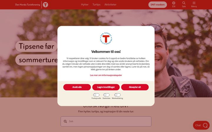 Screenshot of dnt.no