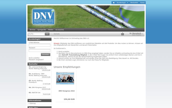 Screenshot of dnv-onlineshop.de