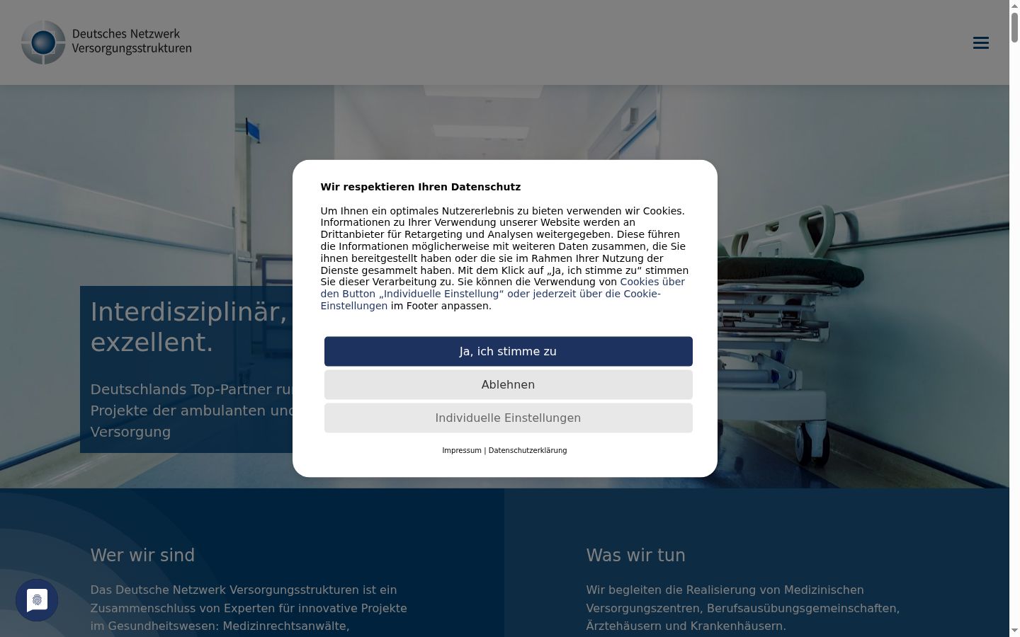 Screenshot of the consent banner shown before any interaction