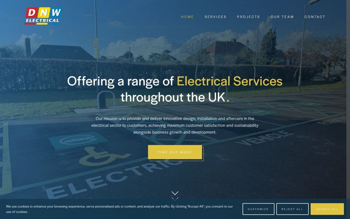 Screenshot of dnw-electrical.co.uk