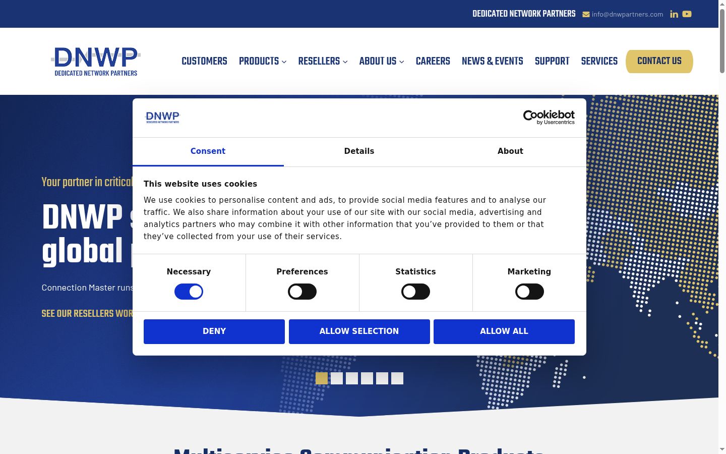 Screenshot of the consent banner shown before any interaction
