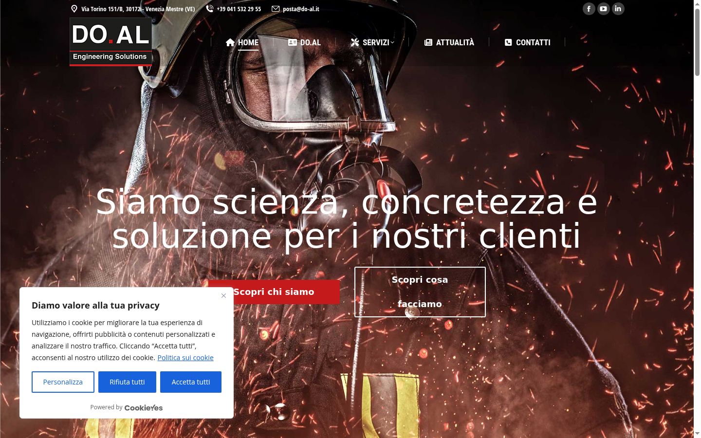 Screenshot del banner di consenso mostrato prima di qualsiasi interazione