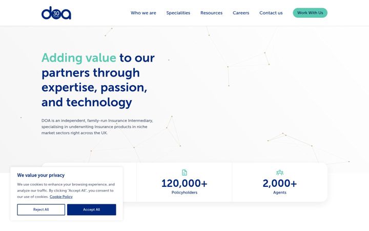 Screenshot of doainsurance.co.uk