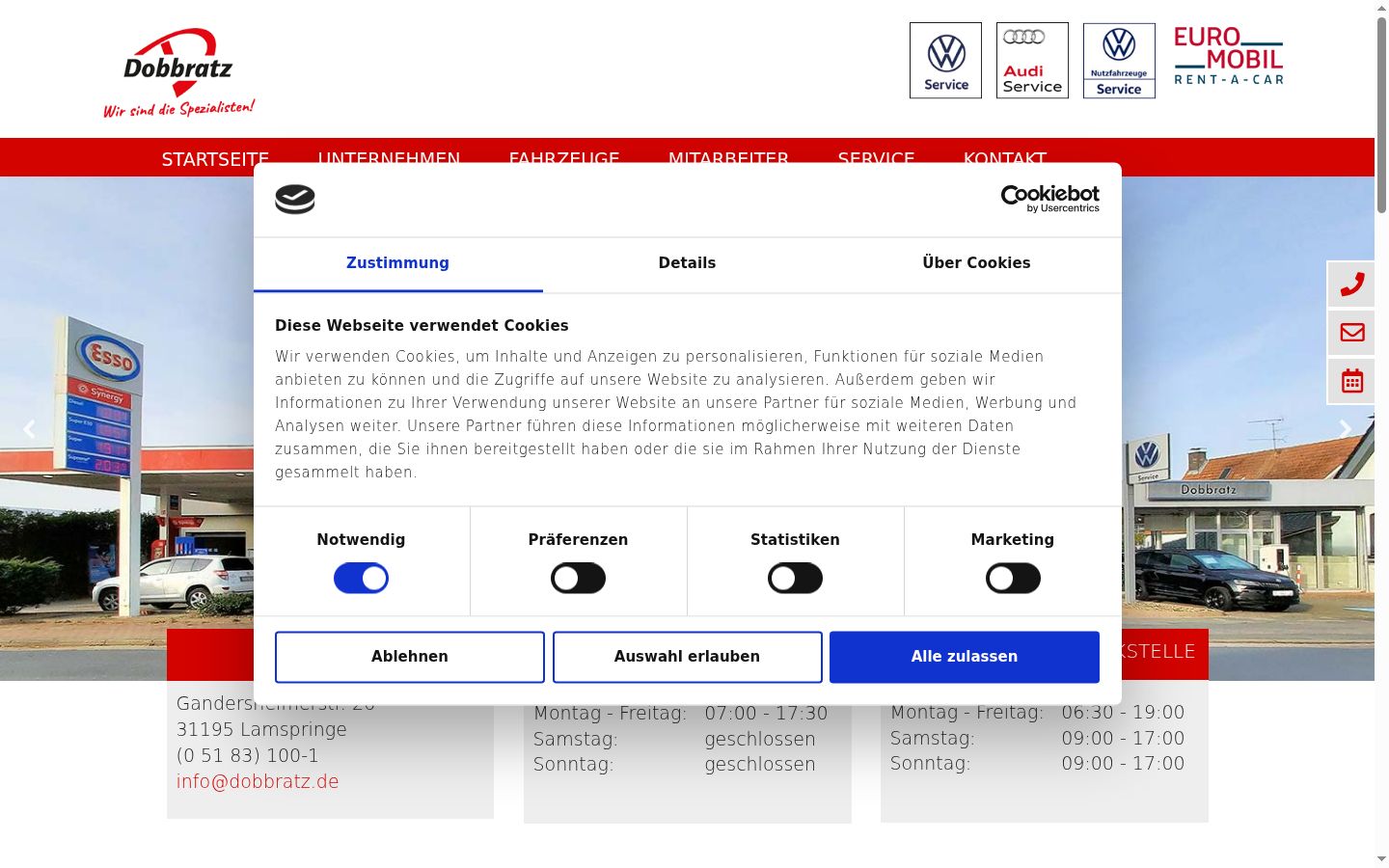 Screenshot del banner di consenso mostrato prima di qualsiasi interazione