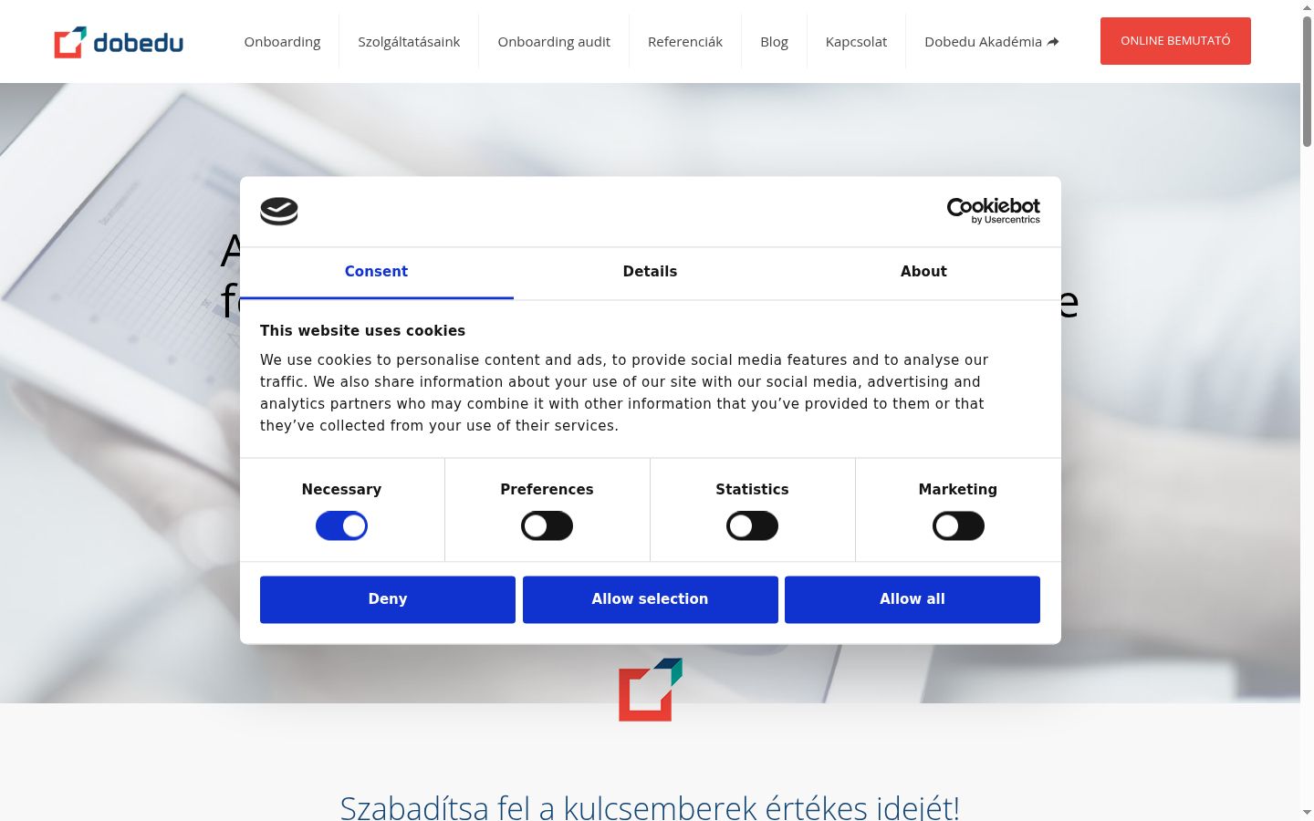 Screenshot des Einwilligungsbanners vor jeglicher Interaktion