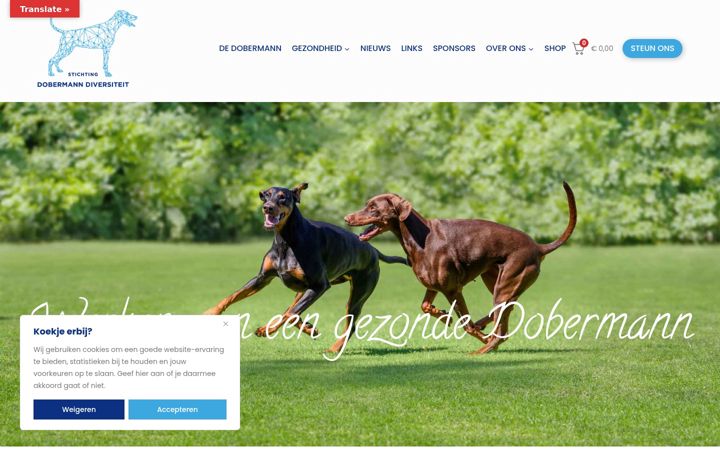 Posnetek zaslona dobermanndiversiteit.nl