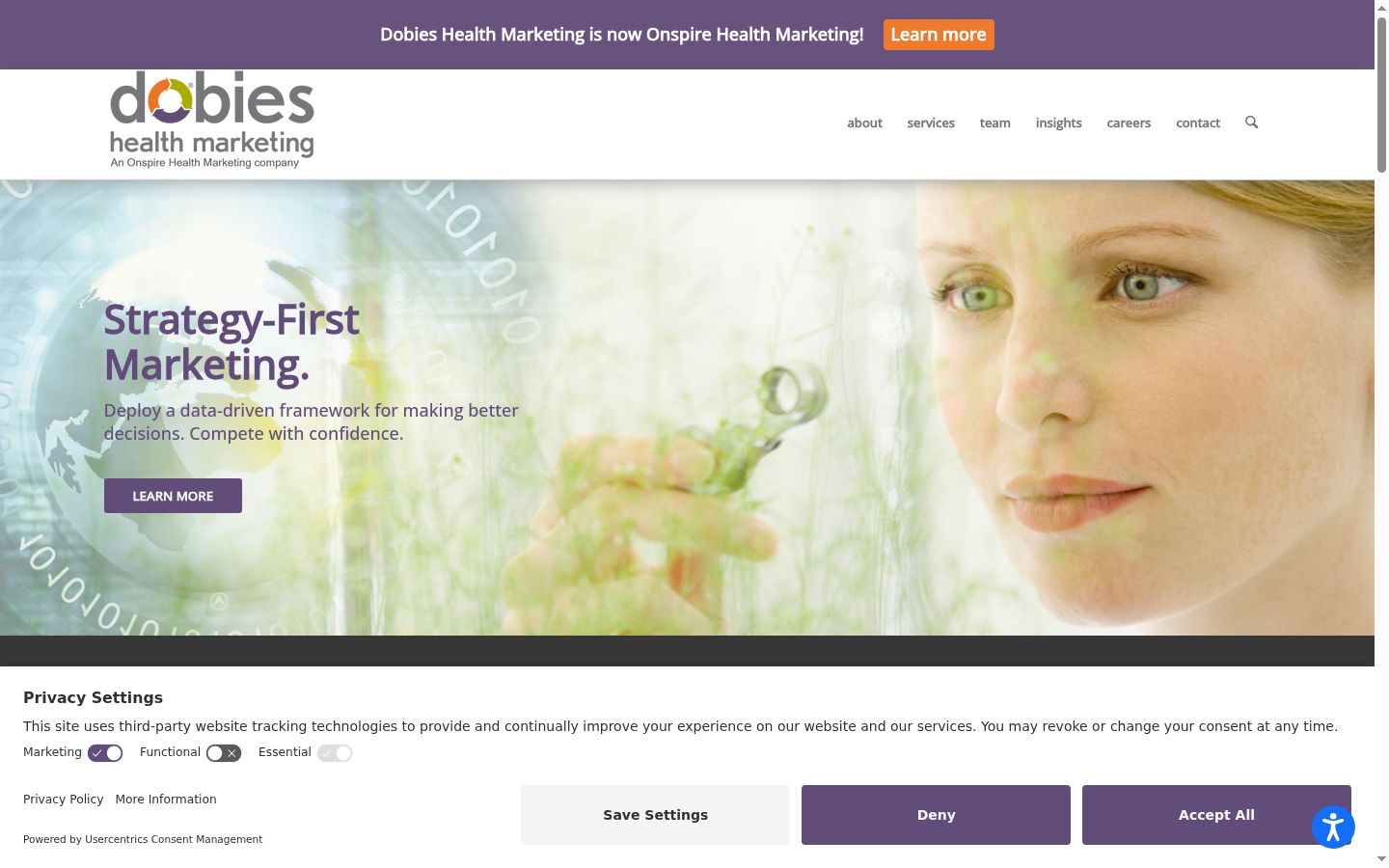 Screenshot of the consent banner shown before any interaction