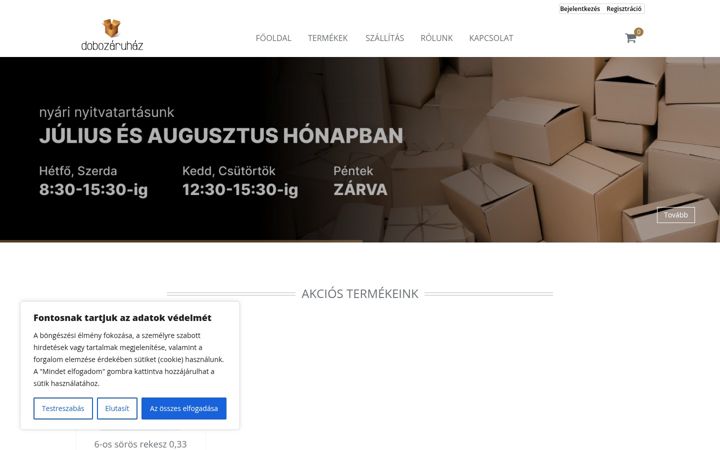 Screenshot of dobozaruhaz.hu