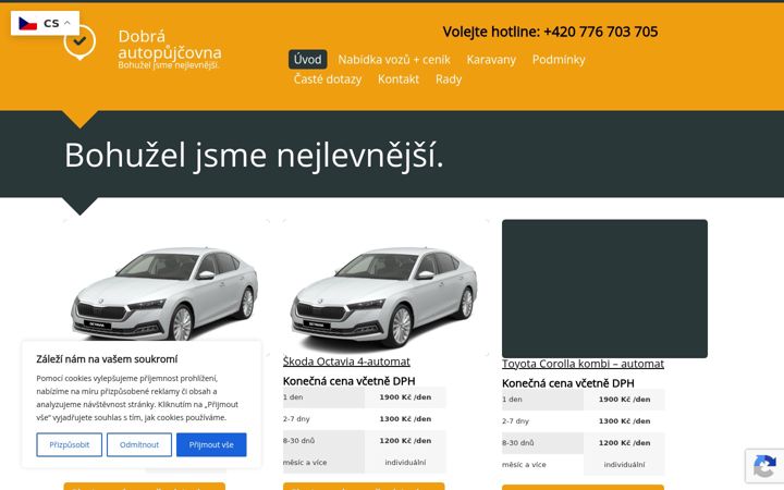 Snímek obrazovky dobraautopujcovna.cz