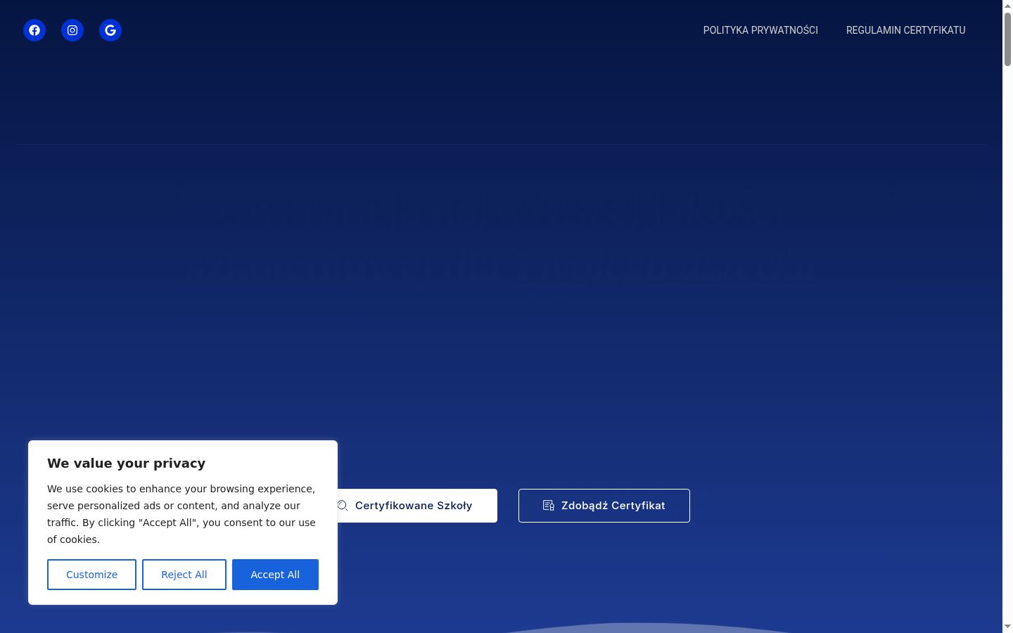 Screenshot tal-banner tal-kunsens muri qabel kwalunkwe interazzjoni