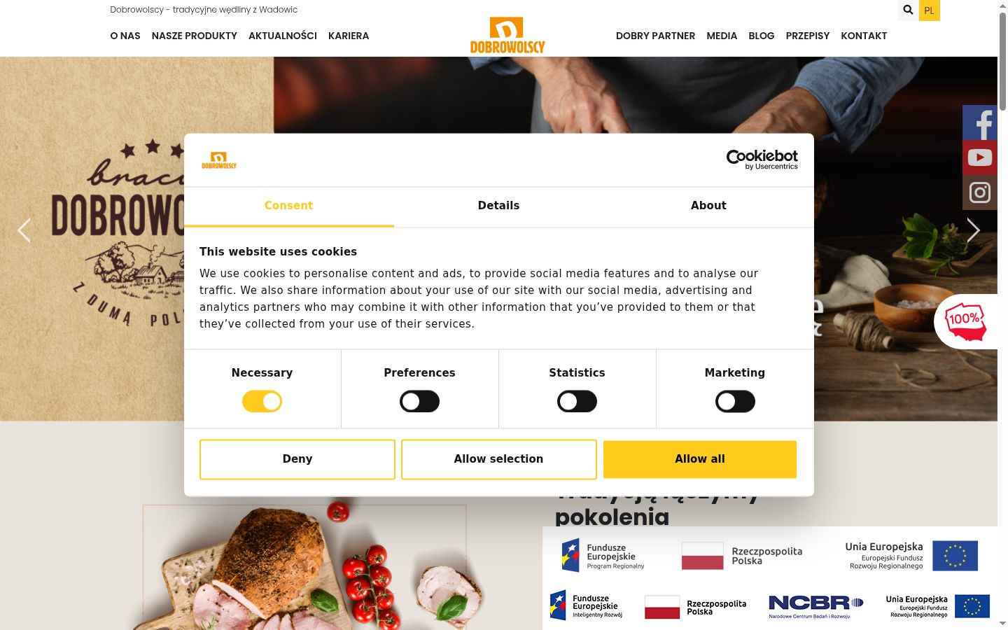 Ekrānuzņēmums ar piekrišanas baneri, kas tika rādīts pirms jebkādas mijiedarbības