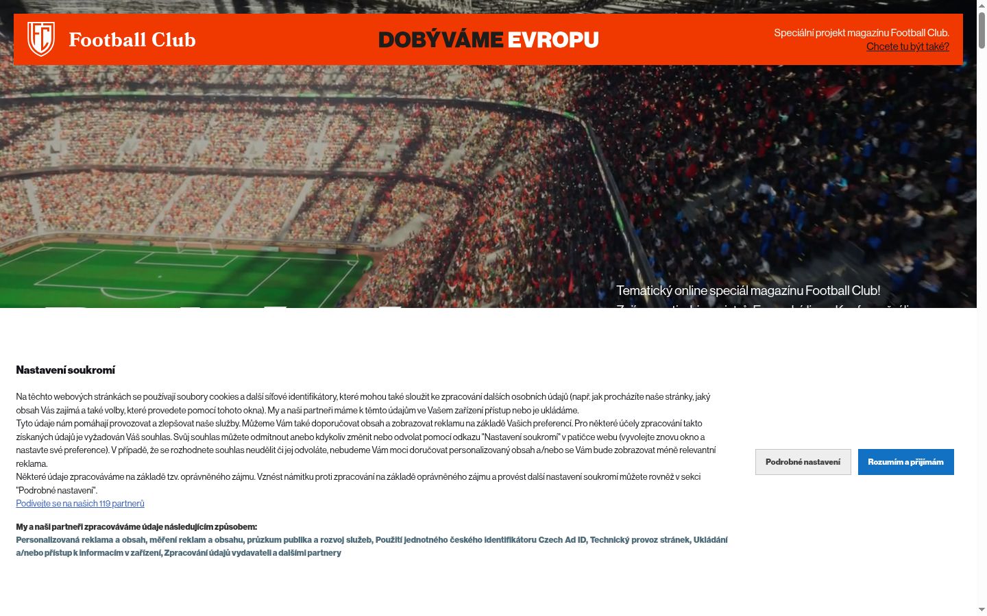 Screenshot del banner di consenso mostrato prima di qualsiasi interazione