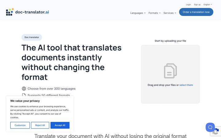 Snímek obrazovky doc-translator.ai
